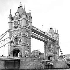 Image showing london tower in england old bridge and the cloudy sky