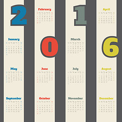 Image showing Cool calendar with colorful numbers for 2016