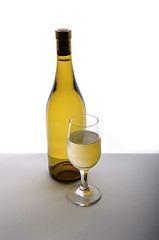 Image showing Glass wine and bottle