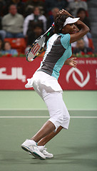 Image showing Venus Williams in tennis action Doha Qatar Open