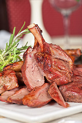 Image showing grilled meat with herbs