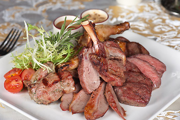 Image showing grilled meat with herbs