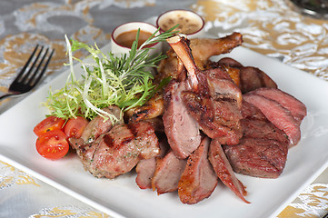 Image showing grilled meat with herbs