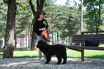 Image showing Girl and her puppy