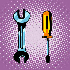 Image showing Tools screwdriver and wrench