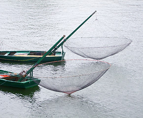 Image showing boats with fishing nets