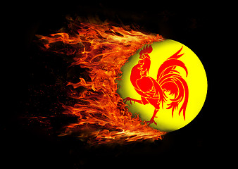 Image showing Flag with a trail of fire - Wallonia