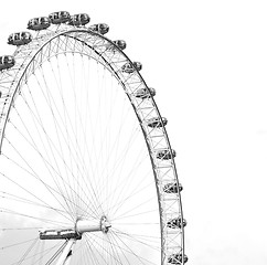 Image showing london eye in the spring sky and white clouds