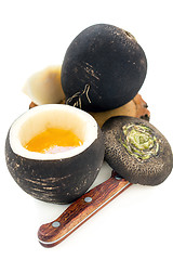 Image showing Black radish with honey. Folk remedy against cough.