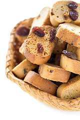Image showing Crackers with raisins close-up.