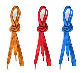 Image showing various shoelaces on white background