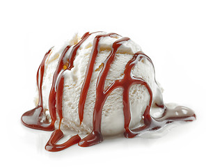 Image showing vanilla ice cream with chocolate sauce