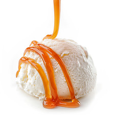 Image showing Ice cream with caramel sauce