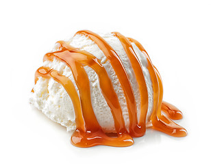 Image showing Ice cream with caramel sauce