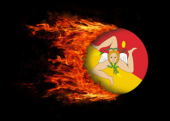 Image showing Flag with a trail of fire - XXXXX