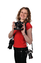 Image showing Smiley girl photographer