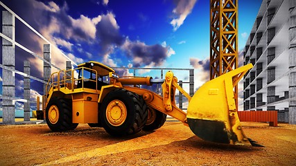 Image showing construction site at sunset