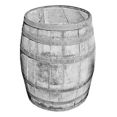 Image showing Black and white Wooden barrel cask
