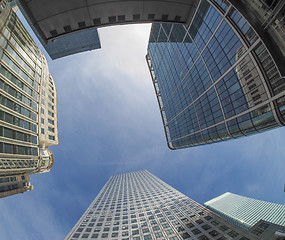 Image showing Canary Wharf skyline in London