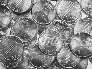 Image showing Black and white Dollar coins background