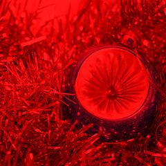 Image showing Christmas bauble and tinsel