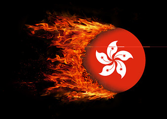 Image showing Flag with a trail of fire - Hong Kong