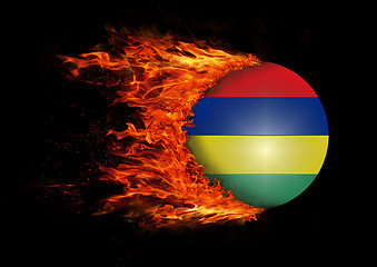 Image showing Flag with a trail of fire - Mauritius