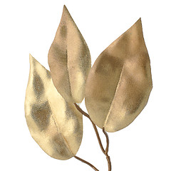 Image showing Christmas decorative golden leaves