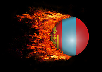 Image showing Flag with a trail of fire - Mongolia