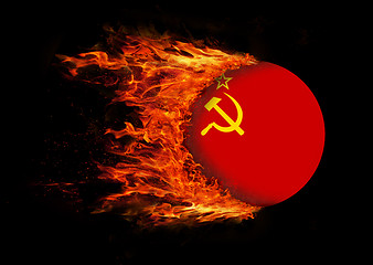 Image showing Flag with a trail of fire - USSR