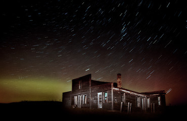 Image showing Star Trails Night Photography Abandoned Building