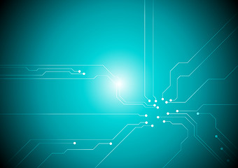 Image showing Turquoise tech circuit board background
