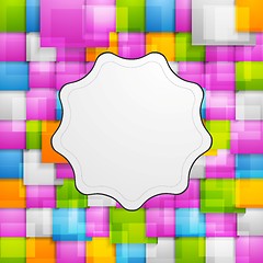 Image showing Colorful squares background and retro label