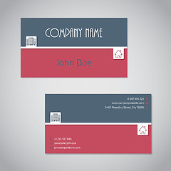 Image showing Blue red business card with white stripe