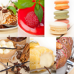 Image showing fresh dessert cake collage 