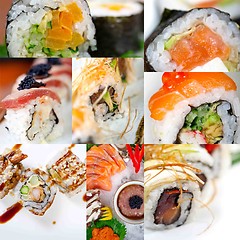 Image showing Japanese sushi collage 