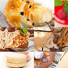 Image showing fresh dessert cake collage 