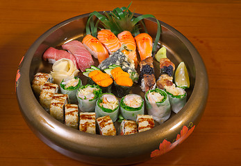 Image showing fresh sushi choice combination assortment selection 