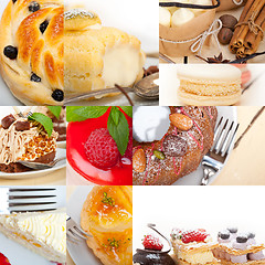 Image showing fresh dessert cake collage 