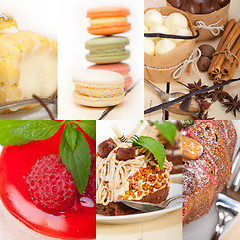 Image showing fresh dessert cake collage 