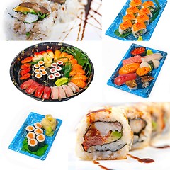 Image showing Japanese sushi collage 