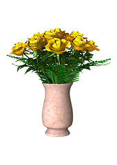 Image showing Yellow Roses on White