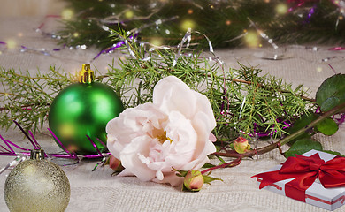 Image showing Decoration for Christmas trees and gifts for Christmas .