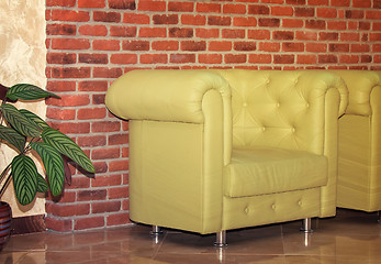 Image showing Furniture: comfortable leather chairs.