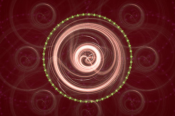 Image showing Fractal images : beautiful patterns on a dark red background.