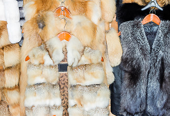 Image showing Coats made of natural fur for sale.