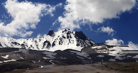 Image showing Panoramic view on ski resort in spring