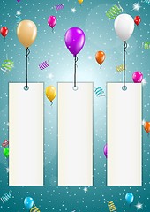 Image showing flying balloons with blank papers