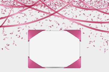 Image showing blank card with confetti and ribbons