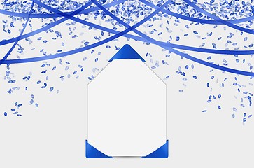 Image showing blank card with confetti and ribbons